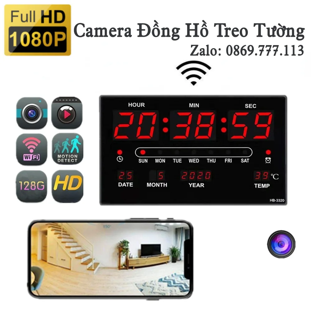 Camera ngụy trang đồng hồ treo tường 2023